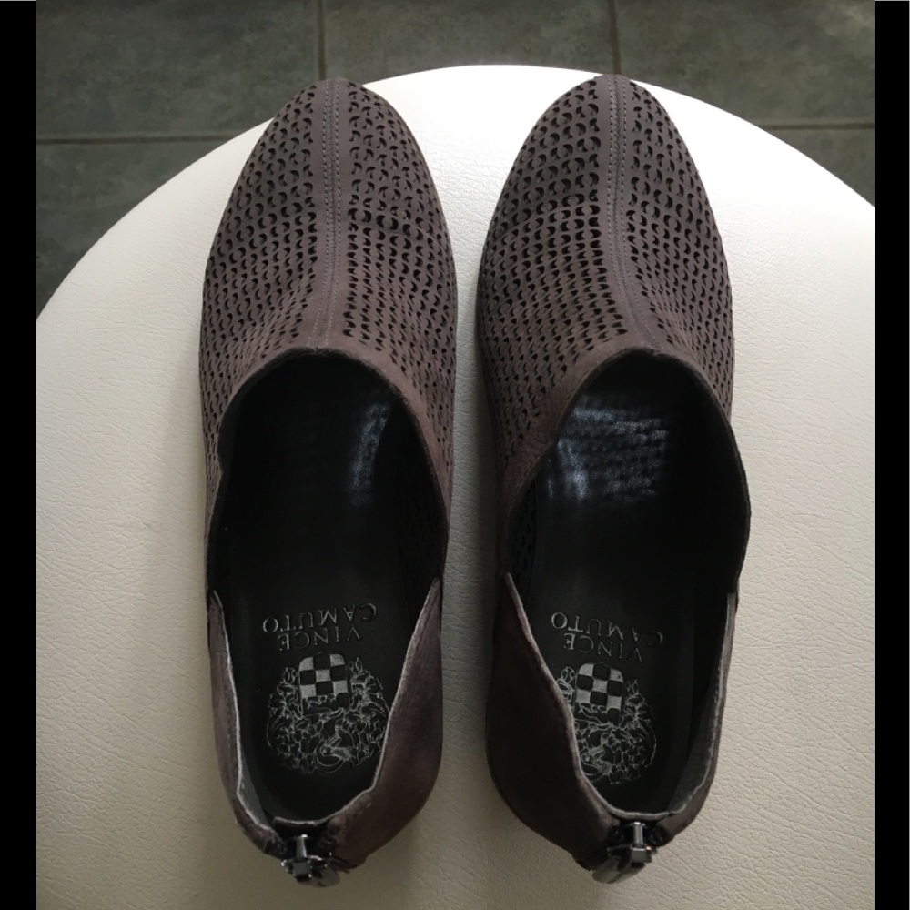 Vince Camuto woven suede booties.